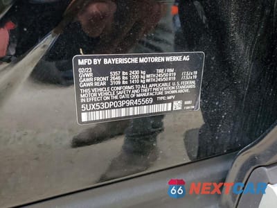 Zdjęcie 13 z 13 samochodu: 2023 BMW X3 XDRIVE30I VIN:5UX53DP03P9R45569 - miniatura