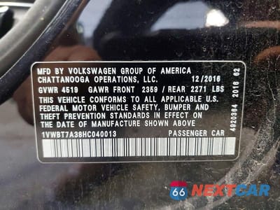 Zdjęcie 12 z 12 samochodu: 2017 VOLKSWAGEN PASSAT SE VIN:1VWBT7A38HC040013 - miniatura