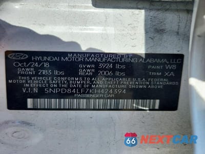 Zdjęcie 13 z 13 samochodu: 2019 HYUNDAI ELANTRA SEL VIN:5NPD84LF7KH424394 - miniatura