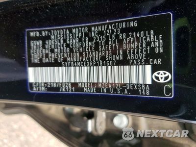 Zdjęcie 12 z 12 samochodu: 2024 TOYOTA COROLLA NIGHT SHADE VIN:5YFB4MCEXRP181607 - miniatura