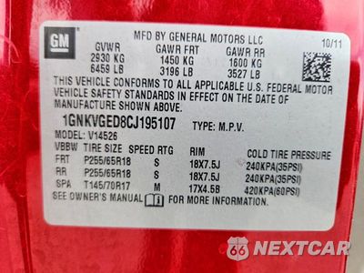 Zdjęcie 14 z 14 samochodu: 2012 CHEVROLET TRAVERSE LT VIN:1GNKVGED8CJ195107 - miniatura