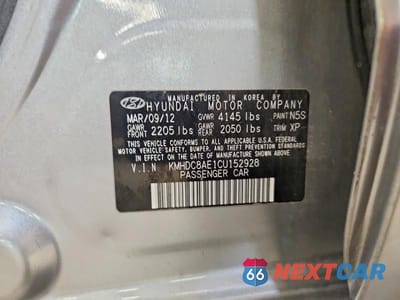 Zdjęcie 12 z 12 samochodu: 2012 HYUNDAI ELANTRA TOURING GLS VIN:KMHDC8AE1CU152928 - miniatura