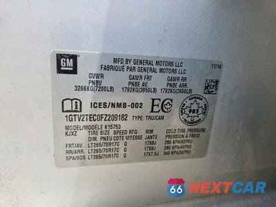 Zdjęcie 12 z 12 samochodu: 2015 GMC SIERRA K1500 VIN:1GTV2TEC0FZ209182 - miniatura