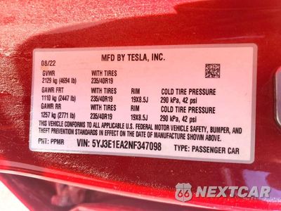 Zdjęcie 12 z 12 samochodu: 2022 TESLA MODEL 3 VIN:5YJ3E1EA2NF347098 - miniatura