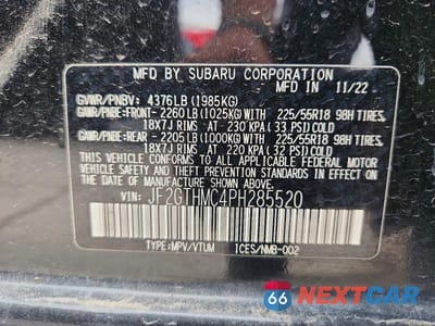 Zdjęcie 13 z 13 samochodu: 2023 SUBARU CROSSTREK LIMITED VIN:JF2GTHMC4PH285520 - miniatura