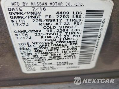 Zdjęcie 13 z 13 samochodu: 2016 NISSAN ROGUE S VIN:JN8AT2MT5GW018114 - miniatura