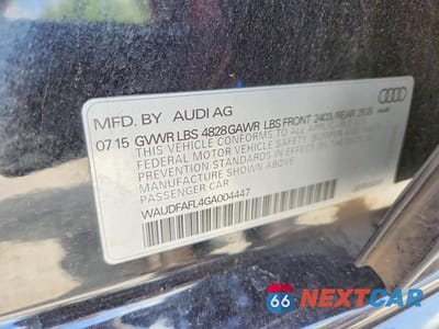 Zdjęcie 12 z 12 samochodu: 2016 AUDI A4 PREMIUM S-LINE VIN:WAUDFAFL4GA004447 - miniatura