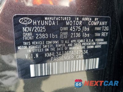Zdjęcie 13 z 13 samochodu: 2026 HYUNDAI SONATA HYBRID SEL VIN:KMHL34JJ6TA147534 - miniatura