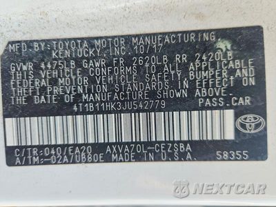 Zdjęcie 12 z 12 samochodu: 2018 TOYOTA CAMRY SE VIN:4T1B11HK3JU542779 - miniatura