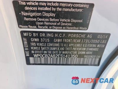 Zdjęcie 12 z 12 samochodu: 2014 PORSCHE BOXSTER S VIN:WP0CB2A82ES141350 - miniatura