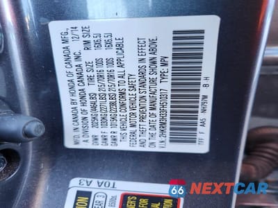 Zdjęcie 13 z 13 samochodu: 2015 HONDA CR-V LX VIN:2HKRM3H33FH510317 - miniatura