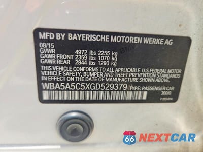 Zdjęcie 12 z 12 samochodu: 2016 BMW 528 I VIN:WBA5A5C5XGD529379 - miniatura