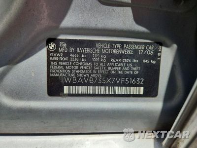 Zdjęcie 12 z 12 samochodu: 2007 BMW 335 I VIN:WBAVB735X7VF51632 - miniatura