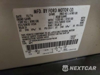 Zdjęcie 13 z 13 samochodu: 2017 FORD EXPLORER XLT VIN:1FM5K8D89HGA97938 - miniatura