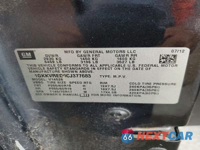 Zdjęcie 13 z 13 samochodu: 2012 GMC ACADIA SLT-1 VIN:1GKKVRED0CJ377683 - miniatura