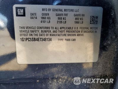 Zdjęcie 12 z 12 samochodu: 2014 CHEVROLET CRUZE LT VIN:1G1PC5SB4E7348134 - miniatura