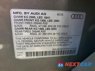 Zdjęcie 13 z 13 samochodu: 2023 AUDI Q5 E PREMIUM PLUS 55 VIN:WA1E2AFYXP2111442 - miniatura