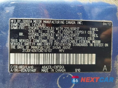 Zdjęcie 13 z 13 samochodu: 2012 TOYOTA RAV4 LIMITED VIN:2T3DF4DV7CW210107 - miniatura
