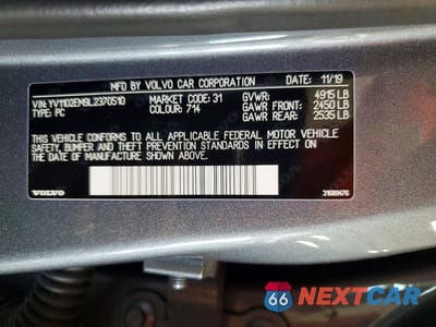 Zdjęcie 12 z 12 samochodu: 2020 VOLVO V60 T5 R-DESIGN VIN:YV1102EM9L2370510 - miniatura