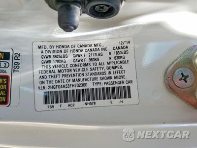 Zdjęcie 12 z 12 samochodu: 2015 HONDA CIVIC SI VIN:2HGFG4A53FH702360 - miniatura