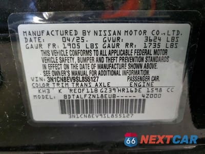 Zdjęcie 12 z 12 samochodu: 2025 NISSAN VERSA SV VIN:3N1CN8EV9SL855127 - miniatura