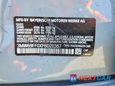 Zdjęcie 12 z 12 samochodu: 2023 BMW 330I VIN:3MW69FF0XP8D20367 - miniatura