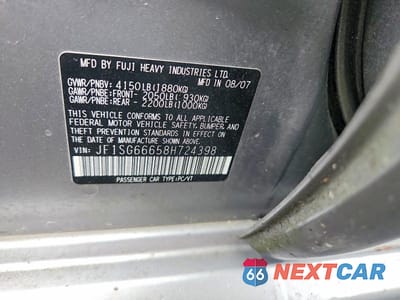 Zdjęcie 13 z 13 samochodu: 2008 SUBARU FORESTER SPORTS 2.5X VIN:JF1SG66658H724398 - miniatura