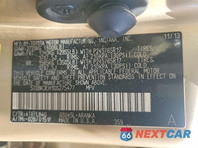 Zdjęcie 13 z 13 samochodu: 2013 TOYOTA HIGHLANDER SE VIN:5TDBK3EH1DS275477 - miniatura