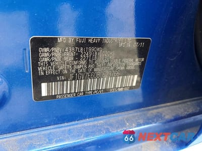 Zdjęcie 12 z 12 samochodu: 2011 SUBARU IMPREZA WRX VIN:JF1GV7E60BG523766 - miniatura