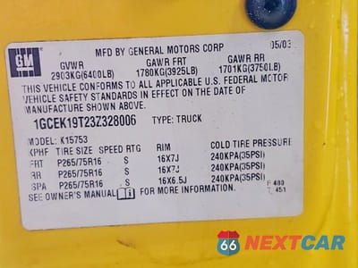 Zdjęcie 12 z 12 samochodu: 2003 CHEVROLET SILVERADO K1500 VIN:1GCEK19T23Z328006 - miniatura