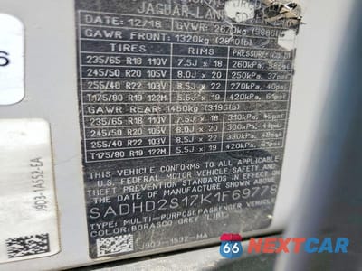Zdjęcie 13 z 13 samochodu: 2019 JAGUAR I-PACE FIRST EDITION VIN:SADHD2S17K1F69778 - miniatura