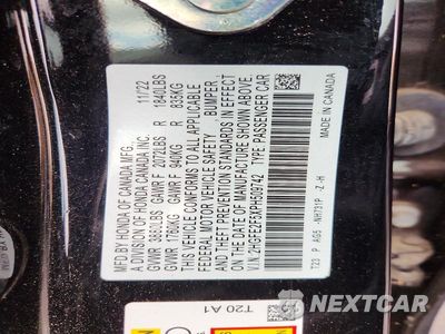 Zdjęcie 12 z 12 samochodu: 2023 HONDA CIVIC SPORT VIN:2HGFE2F5XPH509742 - miniatura
