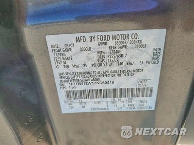 Zdjęcie 12 z 12 samochodu: 2007 FORD F150 SUPERCREW VIN:1FTRW12W17KC60418 - miniatura