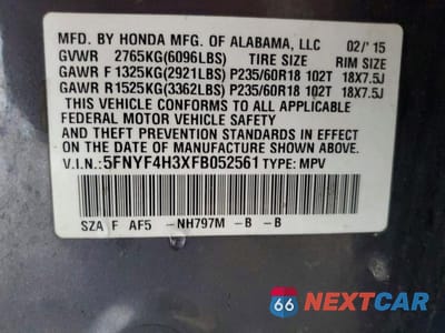 Zdjęcie 13 z 13 samochodu: 2015 HONDA PILOT SE VIN:5FNYF4H3XFB052561 - miniatura