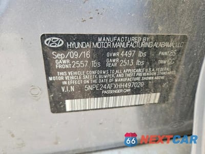 Zdjęcie 12 z 12 samochodu: 2017 HYUNDAI SONATA SE VIN:5NPE24AFXHH497020 - miniatura