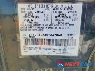 Zdjęcie 12 z 12 samochodu: 1995 FORD RANGER VIN:1FTCR10X3STA37860 - miniatura