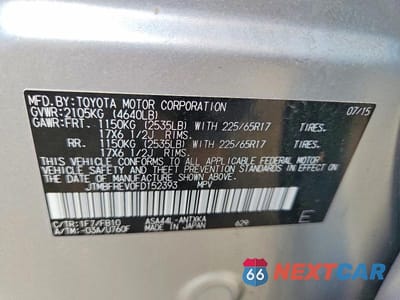 Zdjęcie 12 z 12 samochodu: 2015 TOYOTA RAV4 LE VIN:JTMBFREV0FD152393 - miniatura