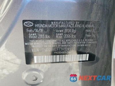 Zdjęcie 12 z 12 samochodu: 2018 HYUNDAI ELANTRA SEL VIN:5NPD84LF7JH324553 - miniatura