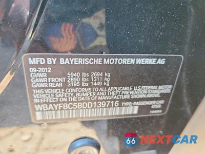 Zdjęcie 12 z 12 samochodu: 2013 BMW 750 LXI VIN:WBAYF8C58DD139716 - miniatura