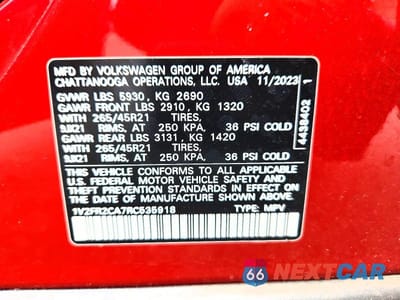 Zdjęcie 13 z 13 samochodu: 2024 VOLKSWAGEN ATLAS SEL PREMIUM R-LINE VIN:1V2FR2CA7RC535918 - miniatura