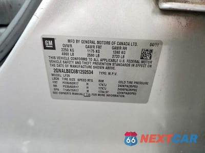 Zdjęcie 14 z 14 samochodu: 2011 CHEVROLET EQUINOX LS VIN:2GNALBEC6B1292634 - miniatura