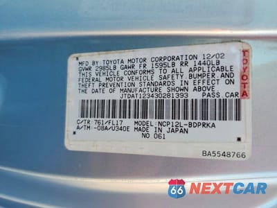 Zdjęcie 13 z 13 samochodu: 2003 TOYOTA ECHO BASE VIN:JTDAT123430281393 - miniatura