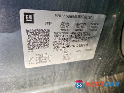 Zdjęcie 13 z 13 samochodu: 2020 CHEVROLET SUBURBAN K1500 LT VIN:1GNSKHKC4LR152931 - miniatura