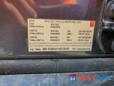 Zdjęcie 13 z 13 samochodu: 2016 TESLA MODEL S VIN:5YJSA1E11GF130197 - miniatura