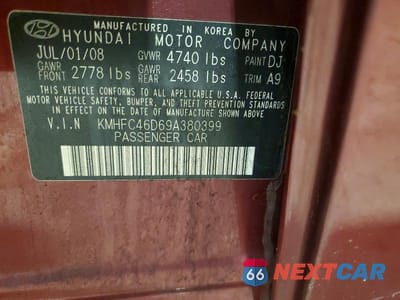 Zdjęcie 12 z 12 samochodu: 2009 HYUNDAI AZERA GLS VIN:KMHFC46D69A380399 - miniatura