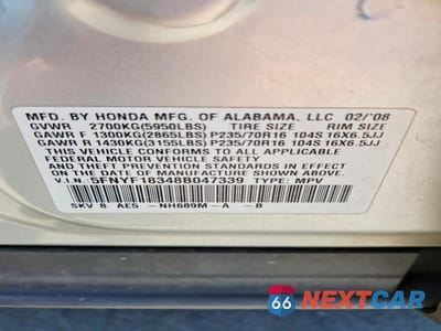 Zdjęcie 14 z 14 samochodu: 2008 HONDA PILOT SE VIN:5FNYF18348B047339 - miniatura