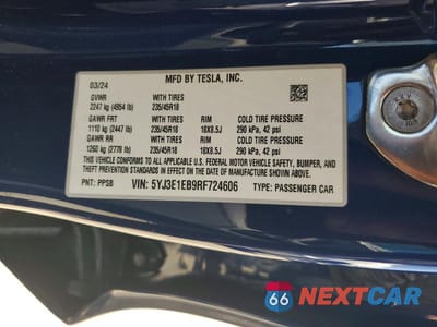 Zdjęcie 12 z 12 samochodu: 2024 TESLA MODEL 3 VIN:5YJ3E1EB9RF724606 - miniatura
