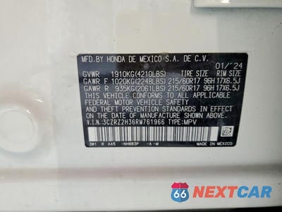 Zdjęcie 13 z 13 samochodu: 2024 HONDA HR-V LX VIN:3CZRZ2H36RM761966 - miniatura