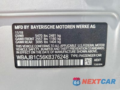 Zdjęcie 13 z 13 samochodu: 2019 BMW 530XE VIN:WBAJB1C56KB376248 - miniatura