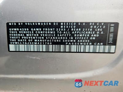 Zdjęcie 12 z 12 samochodu: 2012 VOLKSWAGEN JETTA TDI VIN:3VWLL7AJ3CM421780 - miniatura
